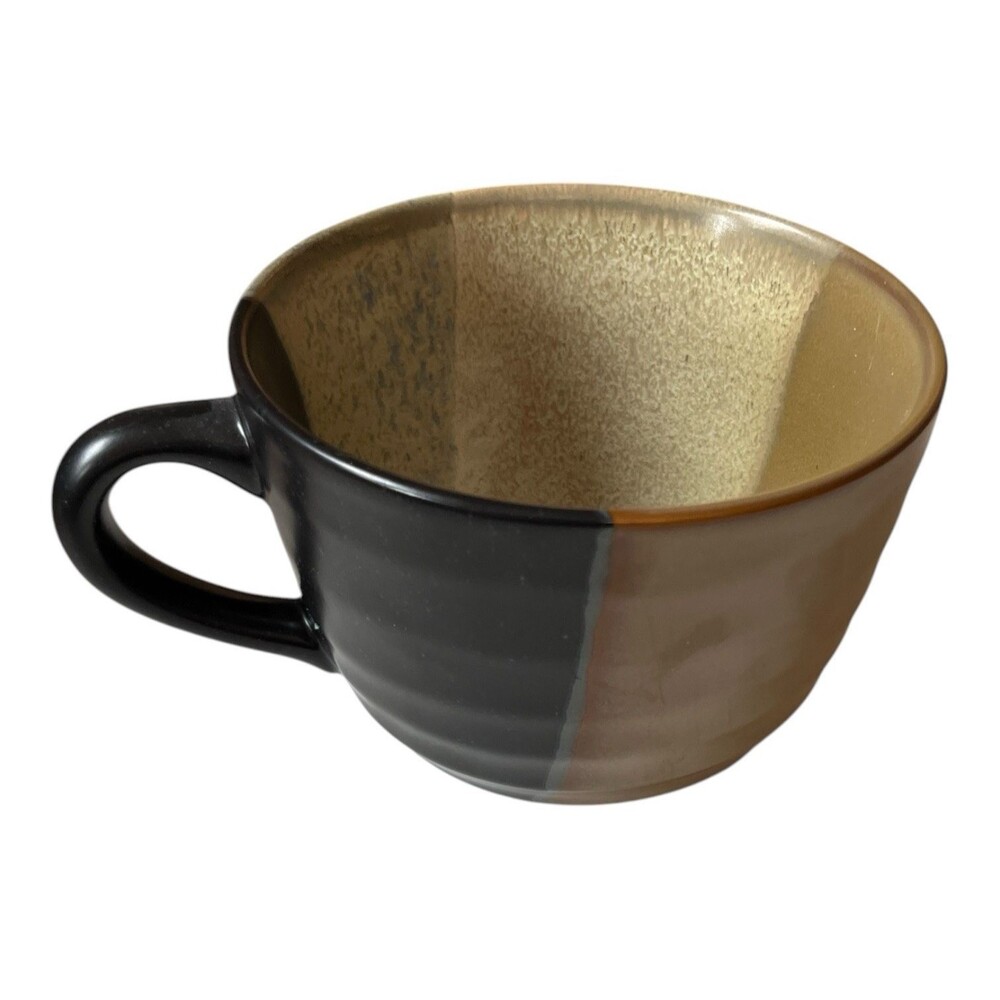 Sango 5022 Gold Dust Black Jumbo Oversize Soup Coffee Mug 5-3/8” Diameter